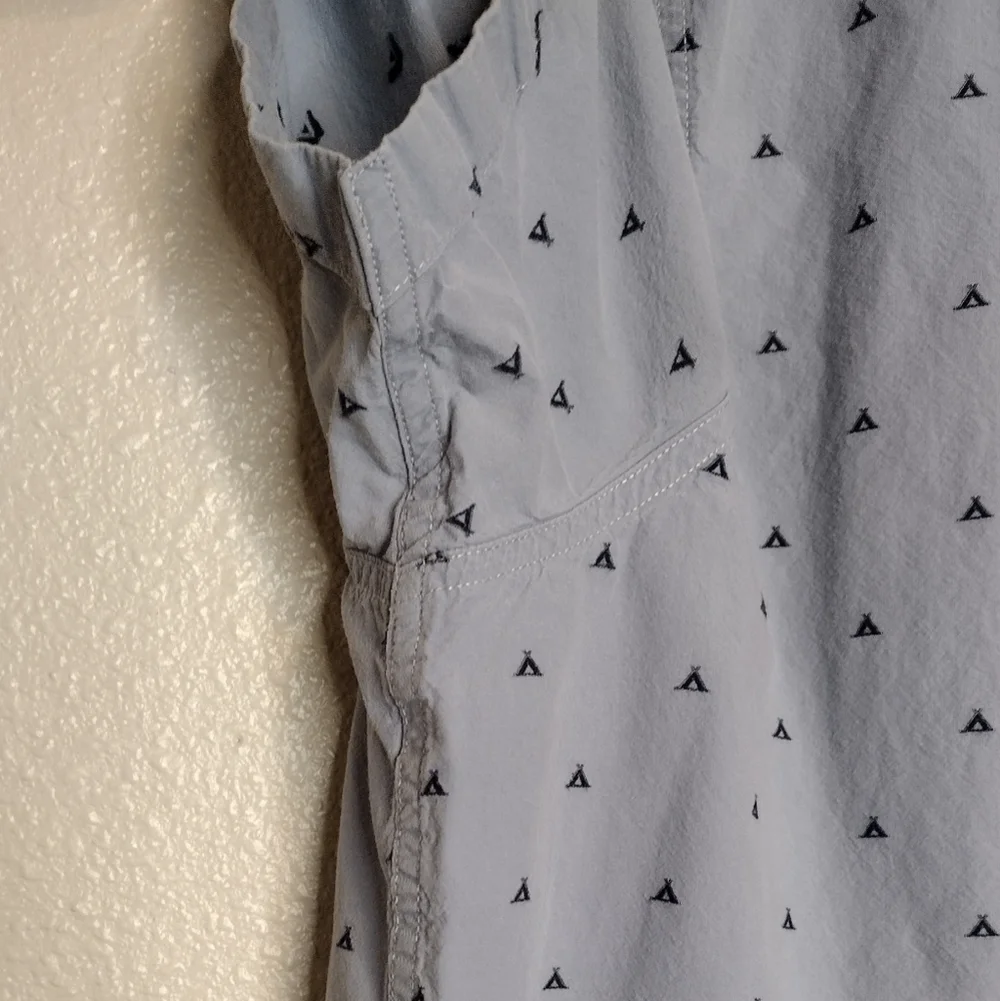 The North Face Blue Patterned Short Sleeve Button Down Shirt Sz XXL